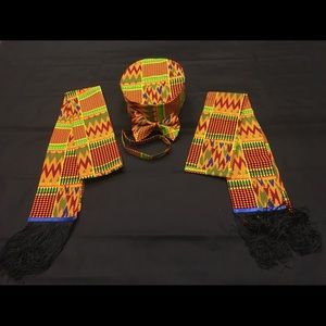 Kufi, Scarf with tassels, and Bowtie | 3 pc set